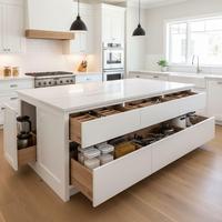 Ensemble d'armoires de cuisine KEJIA de style shaker classique moderne avec grand îlot central pour projets de rénovation résidentielle complète