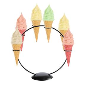 Support à cônes à glace rond en fer forgé fait main, 6 trous, pour mariage et réception - Product Image 1