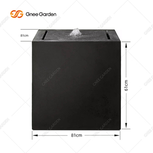 Fuente Eléctrica de Jardín para Paisajismo, con Forma de Cubo de Aluminio Negro Pulido, Resistente a la Intemperie, de Montaje en Suelo y Conexión Eléctrica - Product Image 5