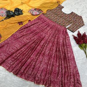 Latest Designer Pure Chinon Silk Mirror Work Anarkali Gown <b>Indian</b> & <b>Pakistani</b> <b>Clothing</b> by FabZone - Product Image 3