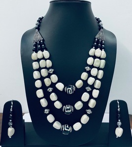 สร้อยคอลูกปัดเคมีกับ1.5รูปไข่รูปร่างใหญ่ลูกปัดจี้และต่างหูสร้อยคอลูกปัดสำหรับผู้หญิงและเด็กผู้หญิง - Product Image 2