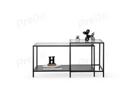 Ensemble de tables basses carrées en métal modernes avec hauteur réglable, design minimaliste, meubles de salon