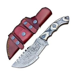 มีดแทรคเกอร์เหล็กดามัสกัส ทำมือ สำหรับกิจกรรมกลางแจ้ง แคมป์ปิ้ง บุชคราฟท์ มีดอเนกประสงค์ ฟูลแทง - Product Image 2