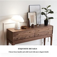 Console en teck massif de qualité supérieure, 4 tiroirs, design moderne avec miroir, pour entrée, villa, cuisine, appartement, hôtel, meuble d'appoint