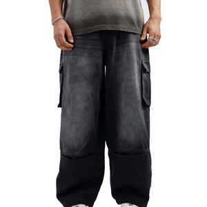 กางเกงวอร์มสตรีทแวร์ทรงจ็อกเกอร์ รุ่น OEM HSI ปี 2026 ผ้าคอตตอนผสมเนื้อหนัก ซักแบบวินเทจ ทรงขากว้างตรง ปลายขาบาน สไตล์แบ็กกี้ สำหรับผู้ชาย - Product Image 5