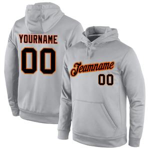 Venta al por mayor y Dropship personalizado cosido gris negro-naranja deportes pulóver Sudadera con capucha - Product Image 1