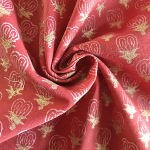 Rust <b>Pink</b> Buti Hand Block Printed Cotton <b>Fabric</b> - Product Image 1