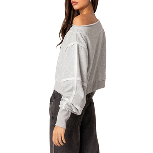 Sudaderas Cortas Extra Grandes de Felpa para Mujer, 100% Algodón de Alta Calidad, Nuevo Diseño de Moda Urbana con Logotipo Estampado en la Parte Delantera - Product Image 2