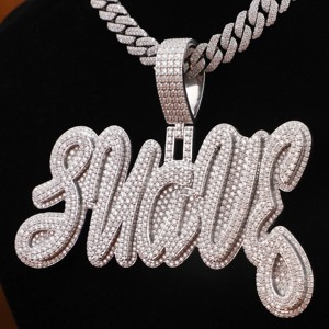 Colgante de Placa con Nombre Personalizado en Plata 925, Cadena con Nombre Personalizada, Regalo Personalizado, Colgante con Letras de Moissanita, Joyería Hip Hop con Incrustaciones - Product Image 5