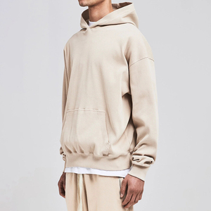 Venta al por mayor 100% algodón Premium Pullover Hoodie para los hombres de talla grande transpirable suelto estampado gráfico bordado apliques OEM mantenido - Product Image 3