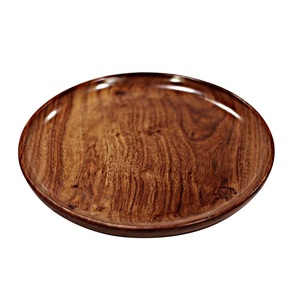 Artisanat, belle décoration de table, forme ronde, assiette en bois artistique pour la maison et la cuisine, 10 pouces, bois de sheesham brun - Product Image 1