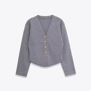 Pull en coton tricoté pour femme, nouveau modèle d'hiver, col en V, manches longues, respirant, logo personnalisé, position avant/arrière, vente en gros - Product Image 2