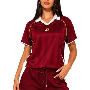 Camisetas deportivas retro clásicas rojas de fútbol americano personalizadas con camisetas deportivas a rayas de manga corta, OEM, marca privada, al por mayor - Product Image 1