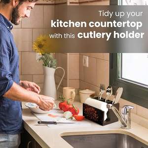 Portacucharas de Madera Clásico de Tres Niveles Hecho a Mano con Revestimiento Resistente al Agua para Encimeras de Cocina Pequeñas - Product Image 2