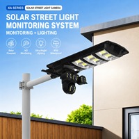 Lampadaire solaire avec caméra 4G SIM, triple objectif 6MP, vision nocturne PTZ, IP65, lampe LED extérieure, sans câblage, sans Wi-Fi nécessaire