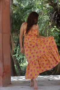 Vestido de algodón con bloque de mano indio, ropa de fiesta de verano con estampado Floral para mujer, Vestido de estilo bohemio, personalizado para regalo de boda novia, venta - Product Image 4