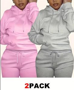 2 Packs Sweat à capuche décontracté à manches longues avec poche kangourou pour femmes, respirant, imprimé, brodé, automne formel. - Product Image 2