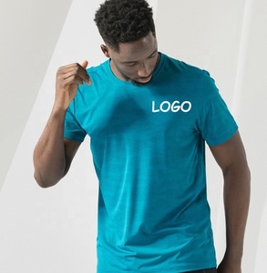 T-shirt personnalisé de haute qualité pour hommes, tissu extensible, séchage rapide, t-shirts de couleur unie à col rond, vente en gros - Product Image 1