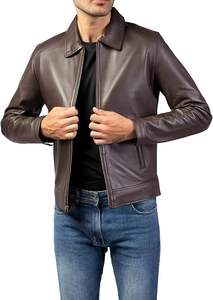 Veste en cuir pour homme de qualité supérieure, bleu, cuir véritable, style moto, fabricant OEM, coupe ajustée, fermeture éclair, pour les acheteurs en gros - Product Image 2