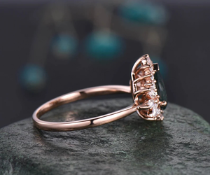 Bague en agate mousse naturelle Design unique Femmes Filles Bague de mariage Bague de fiançailles Cadeaux de Noël directs d'usine Bague 6x8mm - Product Image 3