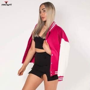 Más tamaño transpirable diseño personalizado nueva moda bordado Crop mujeres Letterman chaquetas de béisbol - Product Image 3