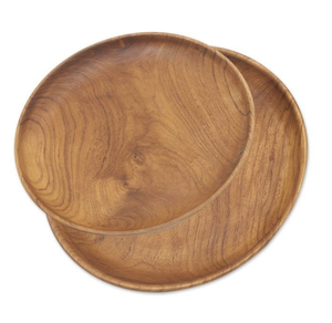 Bandeja de madera de acacia para servir, bandeja redonda de madera para comida, bandejas de madera rústicas para servir desde la India - Product Image 3