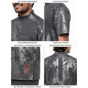 ผู้ผลิตเสื้อยืดโอเวอร์ไซส์ OEM รุ่น Futuristic Acid Wash สำหรับดำน้ำ น้ำหนัก 280GSM ผลิตจากไนลอนผสมอีลาสเทน เชื่อมด้วยอัลตราโซนิก เทคแวร์ - Product Image 4