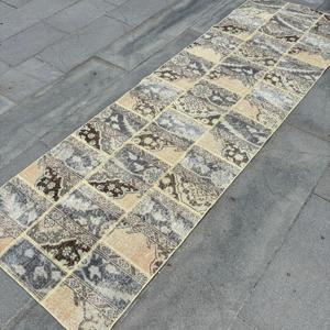 Turkish Vintage Rug 2.6x8.3 ft, <b>Brown</b> Moroccan <b>Wool</b> Rug - Product Image 3