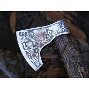 ขวานเหล็กกล้าคาร์บอนสูงเกรดอุตสาหกรรม สลักลายตามสั่ง ด้ามจับเหล็ก สำหรับนักสะสม ของขวัญ ของตกแต่ง ขวานตัดไม้ - Product Image 5