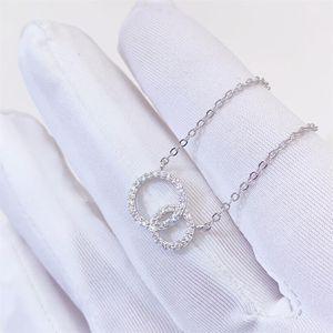 Collar de Doble Círculo con Diamantes de Corte Redondo, Joyería Elegante, Regalo para Mujer - Product Image 2