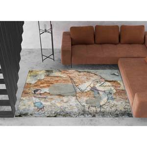 Alfombra Abstracta con Diseño de Dinosaurios y Graffiti Urbano: Alfombra Impresa con Diseño Moderno de Dinosaurios, Alfombra Suave con Pelo Largo - Product Image 5