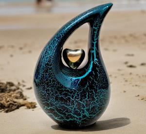 Teardrop <b>Urns</b> with Golden Heat for Human <b>Ashes</b> Decorative <b>Urns</b> for Human <b>Ashes</b> Holds Upto 200lbs Teardrop Cremation <b>Urn</b> - Product Image 3