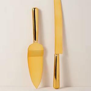 ชุดมีดตัดเค้กสแตนเลสสตีลชุบทองสำหรับตัดเค้กในงานปาร์ตี้วันเกิดและงานอีเว้นท์ - Product Image 1