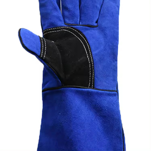 Prix de gros Gants de travail pour soudeur Gants de sécurité bleus de qualité AB anti-éclaboussures en cuir de vachette - Product Image 3