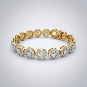 Pulsera de Plata de Ley con Diamantes de Moissanita Redondos, Elegantes Pulseras y Brazaletes de Diamantes - Product Image 1
