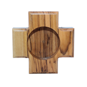 Bougeoirs en croix en bois d'olivier faits à la main panneaux muraux pour la décoration intérieure articles d'artisanat de Noël de Bethléem Palestine - Product Image 1