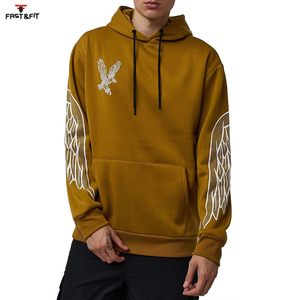 Vente en gros de sweats à capuche en molleton 100% coton pour hommes, brodés, style streetwear d'hiver, avec strass, logo personnalisé, unisexe, thermiques - Product Image 4