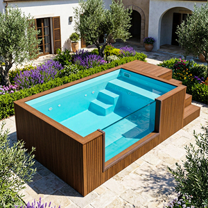 Above Ground Fiberglass Multifunctional Rectangular Swimming Pool Swim Spa with Custom Capacity Outdoor Water Fun Pool - Product Image 4