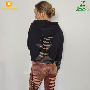 Women's <b>Trendy</b> Graphic Sliced Crop <b>Hoodie</b> Fashionable Casual Pullover with Unique Print Design for Winter - Product Image 4