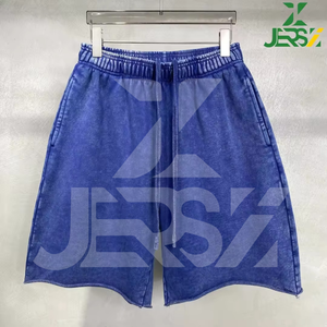 Shorts d'été décontractés pour hommes en toile 100% coton, style streetwear, avec cordon de serrage, respirants, déchirés et troués, couleur unie - Product Image 1