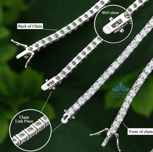 Pulsera Delgada Redonda de Diamantes Cultivados en Laboratorio de Oro Blanco Sólido de 14k de 4mm de Alta Calidad para Mujer - Product Image 5