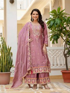 Conjunto de Salwar Kameez Dupatta de Seda Chinon Pesada, Estilo Bollywood, Ropa Casual, Proveedor y Fabricante de Primera Calidad - Product Image 4