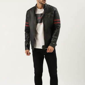 Chaqueta de cuero de motorista de manga larga con cremallera frontal para hombre, precio barato, ajuste regular, ropa de invierno de peso pesado, chaqueta de cuero para hombre - Product Image 3