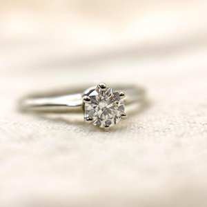 6,5mm corte redondo blanco CZ solitario anillo de compromiso en plata clásico nupcial promesa joyería moda al por mayor personalizado OEM - Product Image 1