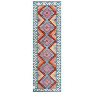 Alfombra Kilim de Maimana, Afganistán, 200 x 64 cm, Alfombra para Exteriores - Product Image 1