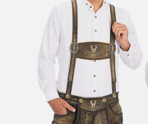 Élégant hommes bavarois Lederhosen véritable cuir de vache fendu pantalon boutons fermeture avant côté arrière poches latérales - Product Image 5