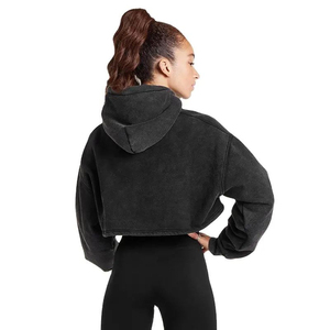 Women's Loose Hooded <b>Winter</b> Crop <b>Top</b> New Design Cotton Hoodie with Custom Logo Front Logo Position - Product Image 2