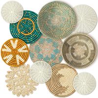 Plaques tissées en paille colorée jonc de mer tentures murales paniers décorations articles en osier produits faits à la main pour la maison Boho Arts bambou