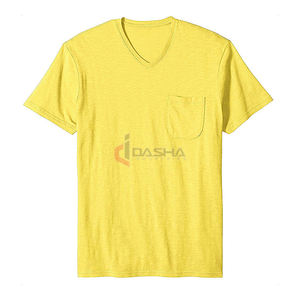 2025 T-Shirt en coton surdimensionné unisexe de haute qualité col en V avec poche poitrine couleur unie Logo personnalisé grande taille coupe décontractée - Product Image 4