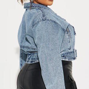 Wholesale Rate Custom Design Oversized Women Denim Jacket / Wholesale Price Women Casual Zip Up Breathable Crop Jacket 2026 - Product Image 6